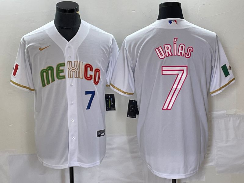 Men 2023 World Cub Mexico #7 Urias White Nike MLB Jersey style 24